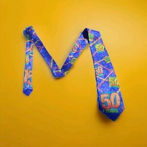 50th Old Timer BIRTHDAY FUNNY DESIGNER NECKTIE TIE Vintage 100% Polyester